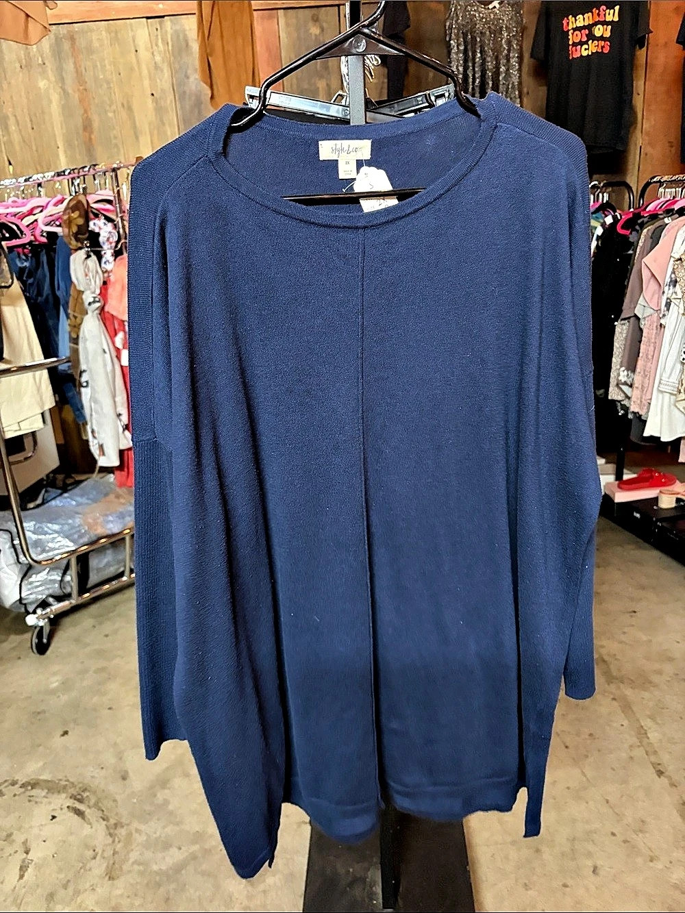Style & Co Blue Crew Neck Top Size 2X NWT